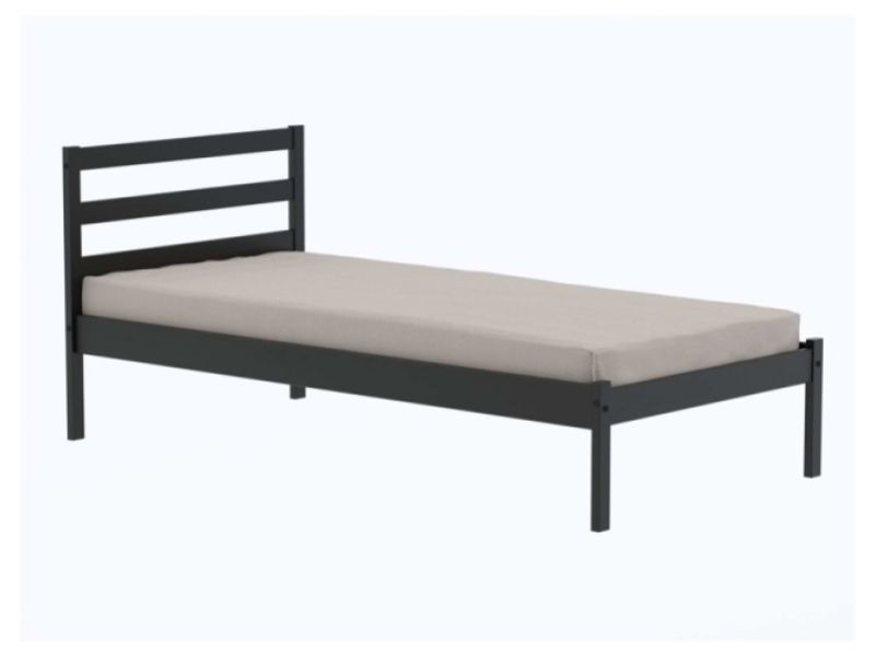 Birlea Luka 3ft Single Black Pine Wooden Bed Frame