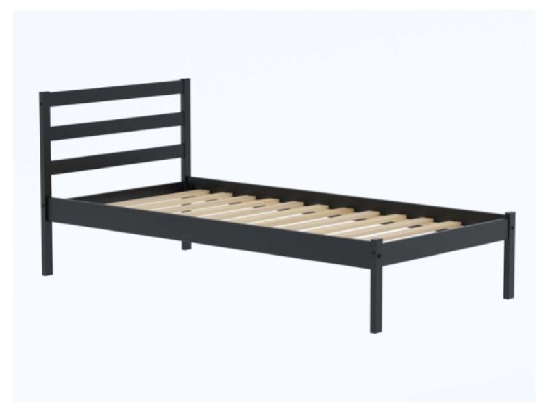 Birlea Luka 3ft Single Black Pine Wooden Bed Frame