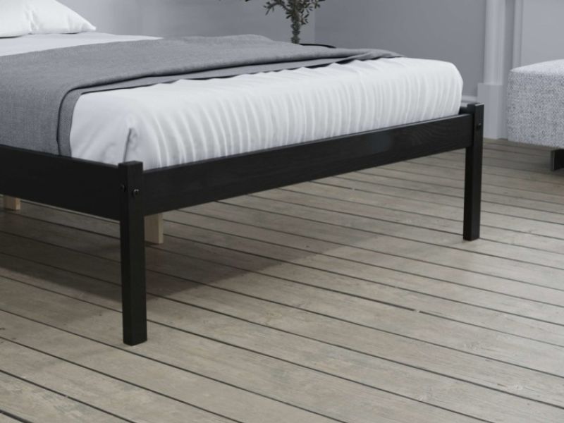 Birlea Luka 4ft Small Double Black Pine Wooden Bed Frame