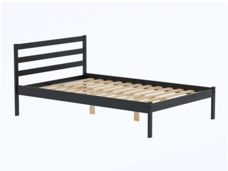 Birlea Luka 4ft Small Double Black Pine Wooden Bed Frame