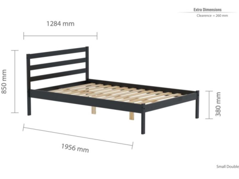 Birlea Luka 4ft Small Double Black Pine Wooden Bed Frame