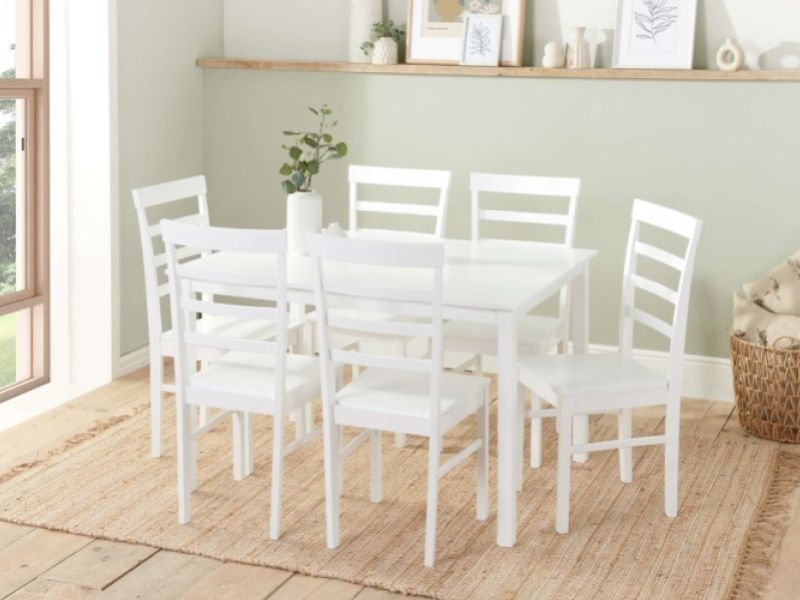 Birlea Cottesmore Rectangular Dining Set With 6 Upton Chairs In White