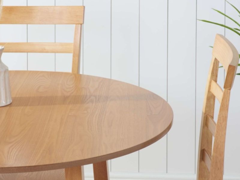 Birlea Pickworth Round Dining Set With 2 Upton Chairs In Oak