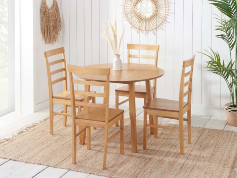 Birlea Pickworth Round Dining Set With 4 Upton Chairs In Oak