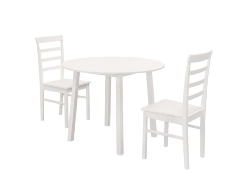 Birlea Pickworth Round Dining Set With 2 Upton Chairs In White