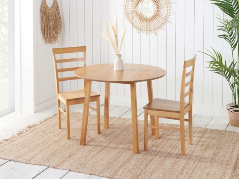 Birlea Pickworth Round Dining Set With 2 Upton Chairs In Oak