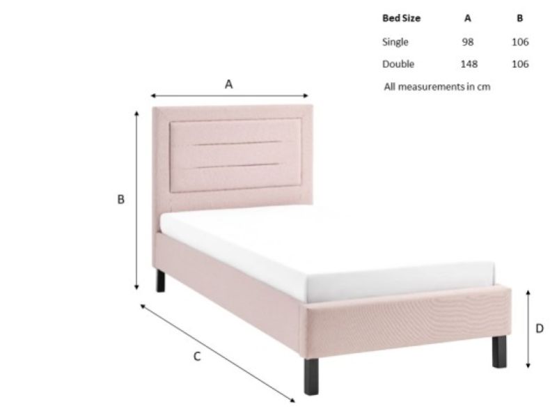 Limelight Picasso 4ft6 Double Pink Fabric Bed Frame