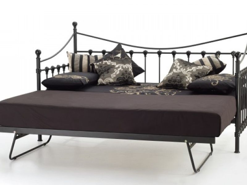 Serene Marseilles 3ft Single Black Metal Day Bed Frame with Under Bed