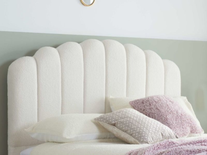 Birlea Monaco 5ft Kingsize White Boucle Fabric Ottoman Bed