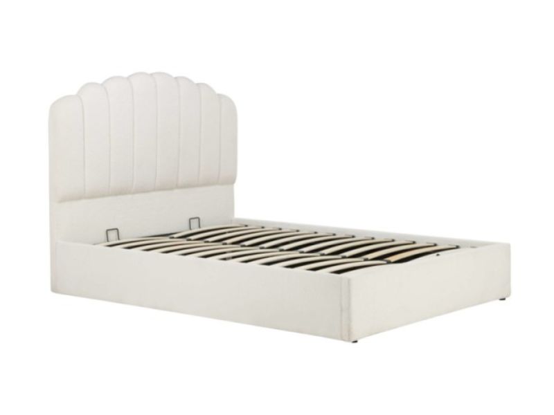 Birlea Monaco 5ft Kingsize White Boucle Fabric Ottoman Bed
