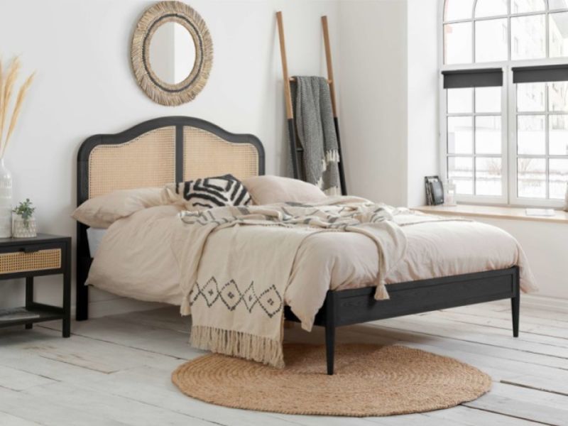 Birlea Leonie Black And Rattan 5ft Kingsize Bed Frame