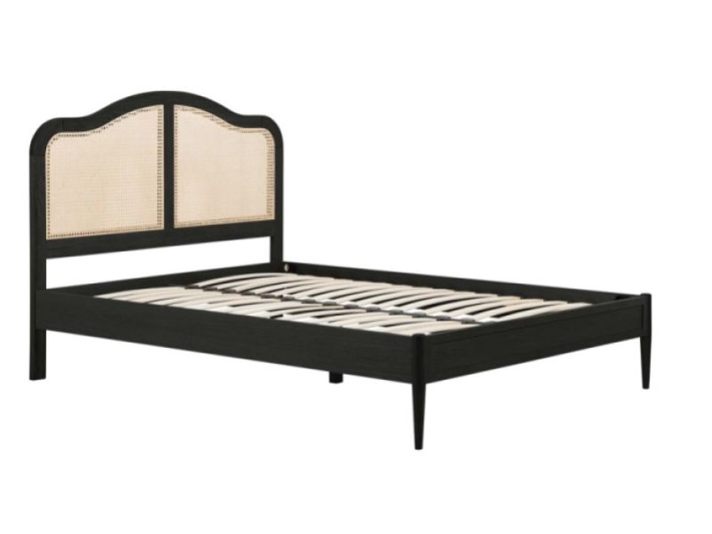 Birlea Leonie Black And Rattan 4ft6 Double Bed Frame