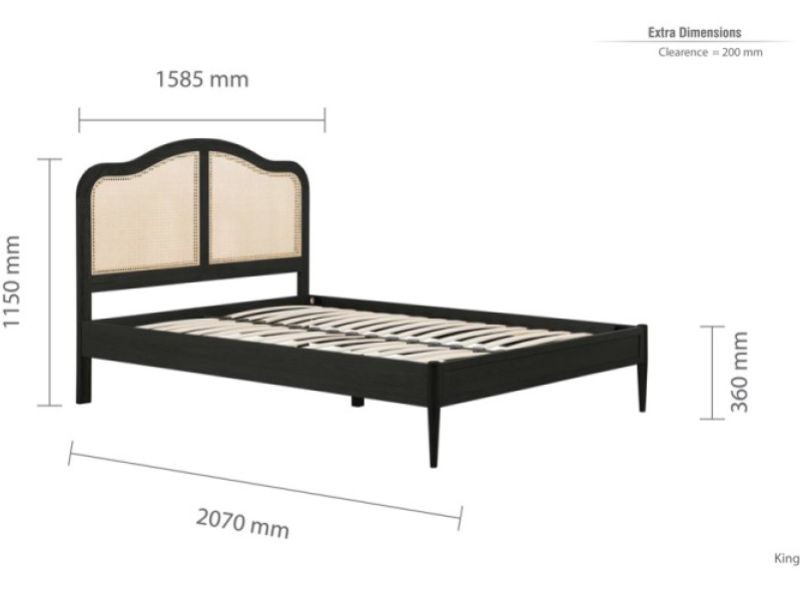 Birlea Leonie Black And Rattan 5ft Kingsize Bed Frame