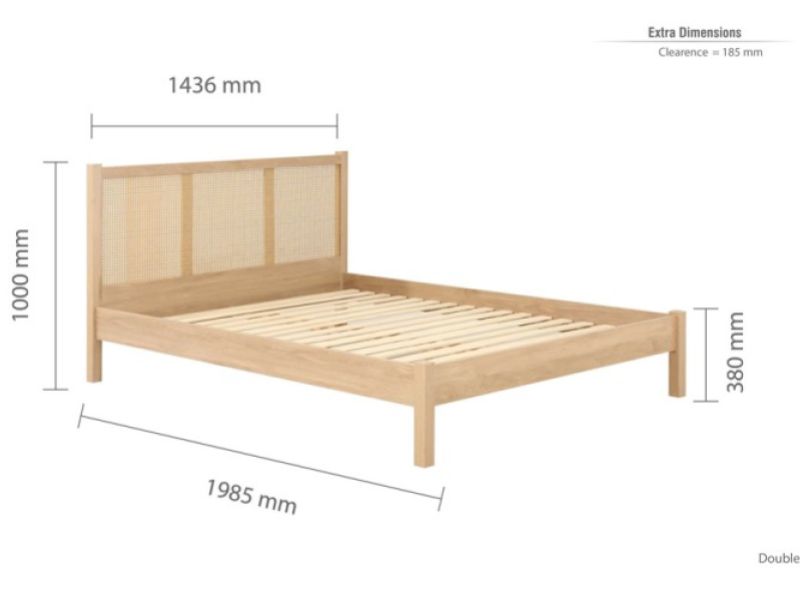 Birlea Croxley Rattan And Oak Finish 4ft6 Double Bed Frame