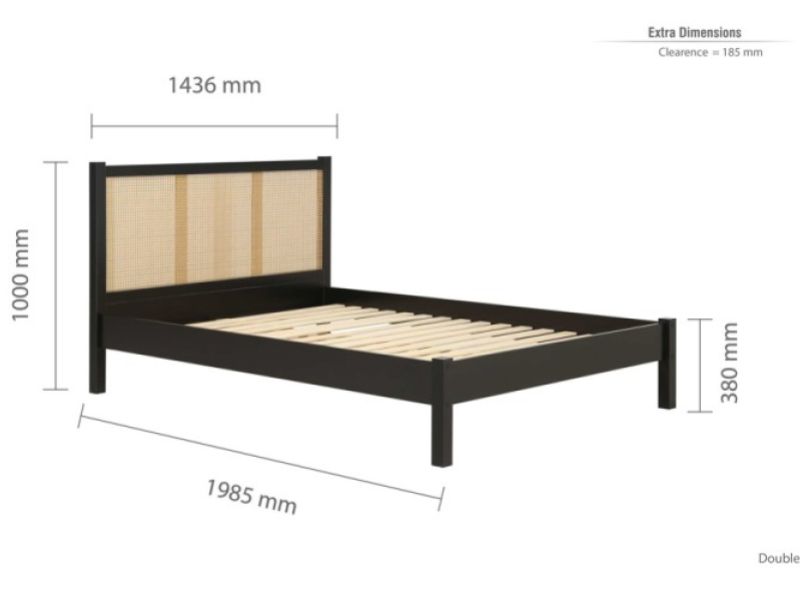 Birlea Croxley Rattan And Black Finish 4ft6 Double Bed Frame