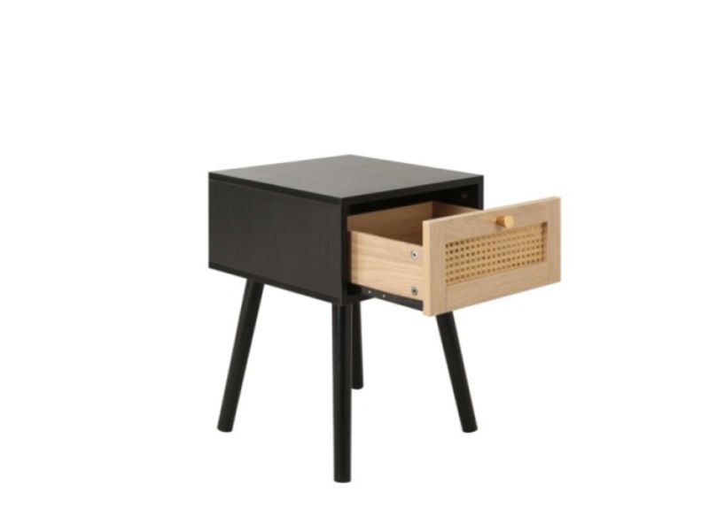 Birlea Croxley Rattan And Black Finish 1 Drawer Bedside