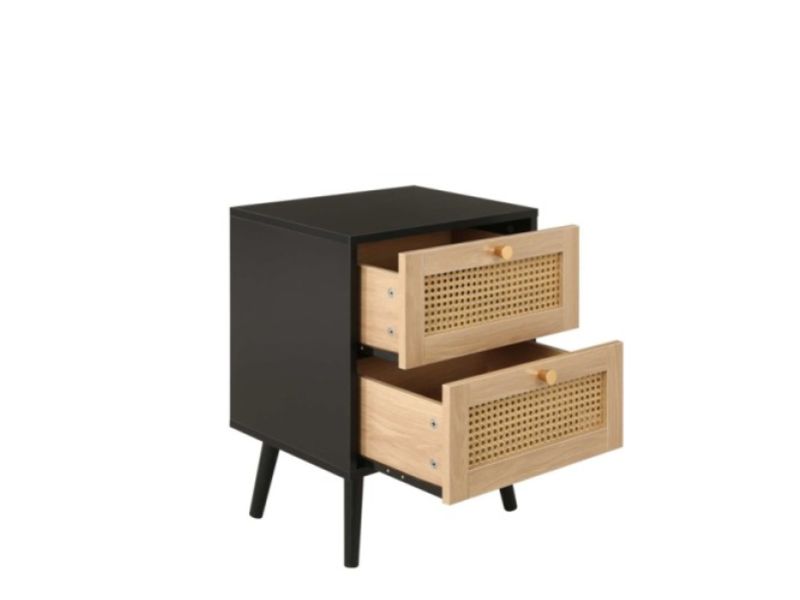 Birlea Croxley Rattan And Black Finish 2 Drawer Bedside