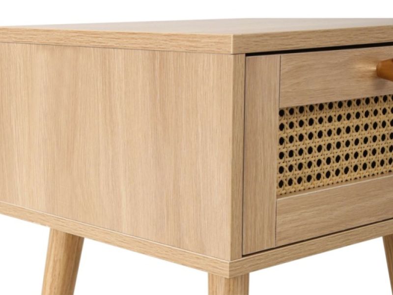 Birlea Croxley Rattan And Oak Finish 1 Drawer Bedside