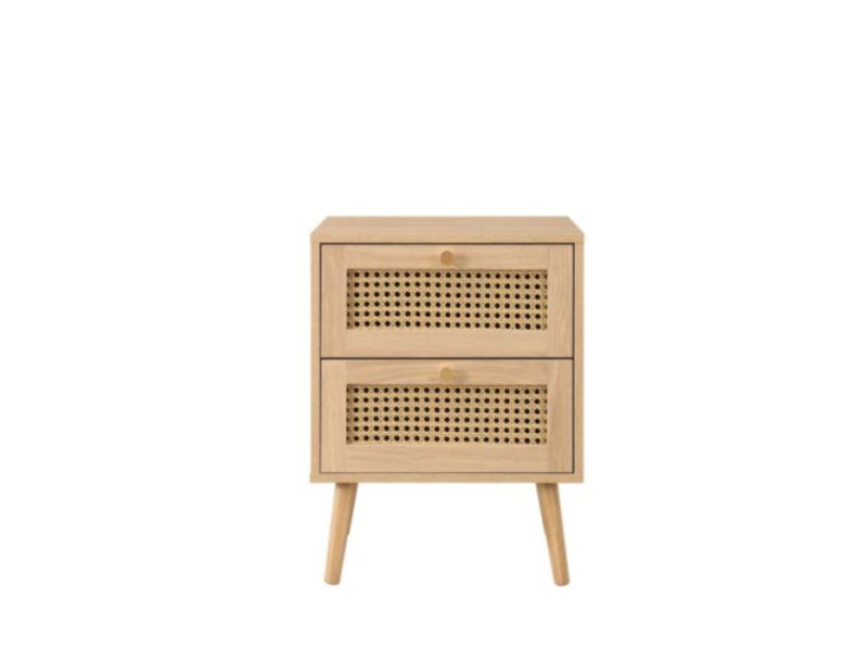 Birlea Croxley Rattan And Oak Finish 2 Drawer Bedside