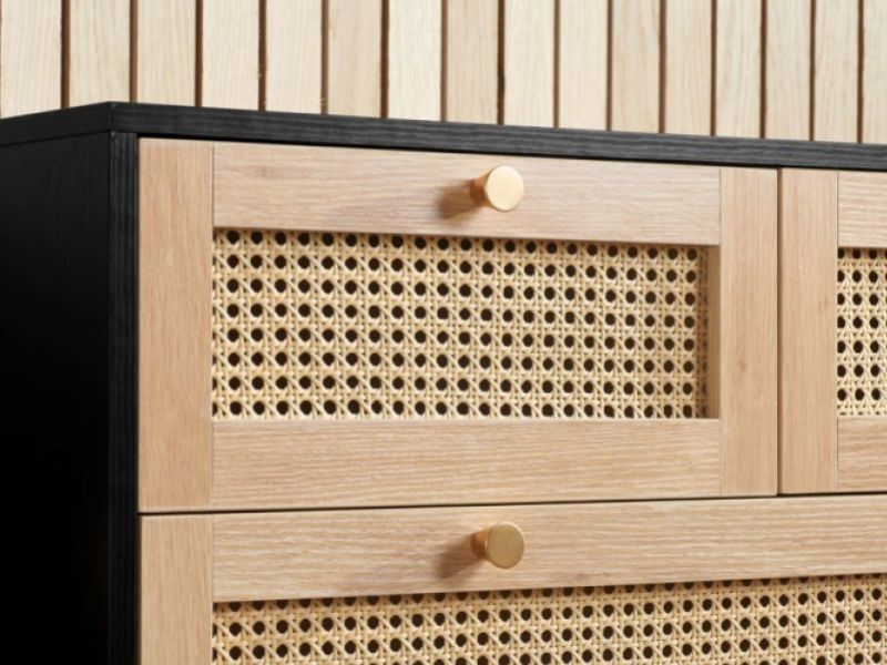 Birlea Croxley Rattan And Black Finish 5 Drawer Chest