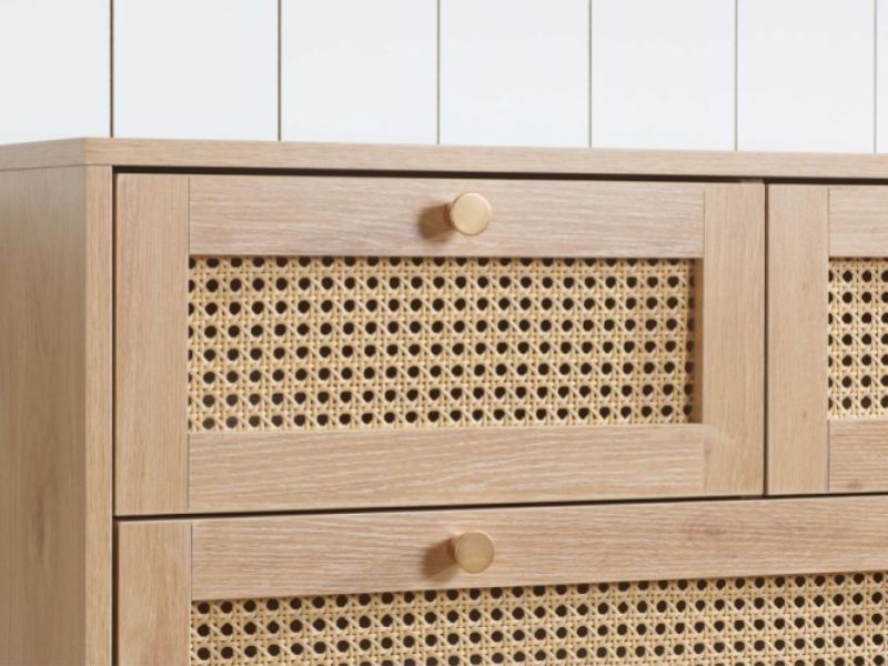 Birlea Croxley Rattan And Oak Finish 5 Drawer Chest