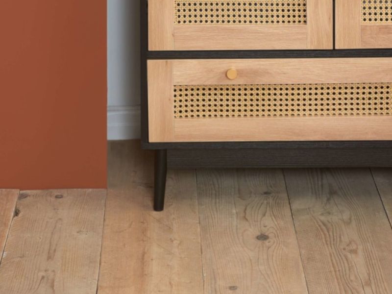 Birlea Croxley Rattan And Black Finish 2 Door 1 Drawer Wardrobe