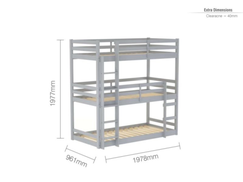 Birlea Tressa 3ft Single Grey Wooden Triple Bunk Bed