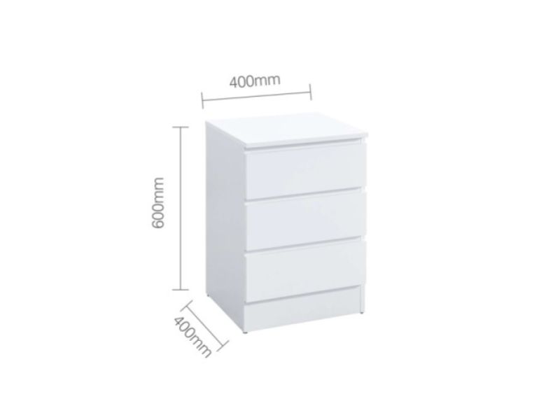 Birlea Oslo White 3 Drawer Bedside