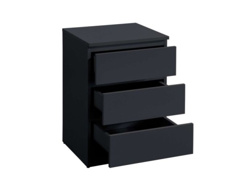 Birlea Oslo Black 3 Drawer Bedside