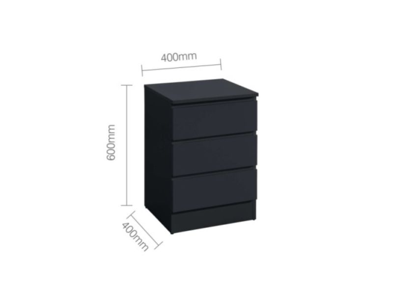 Birlea Oslo Black 3 Drawer Bedside