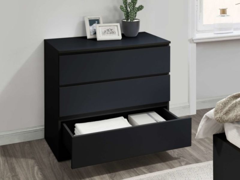 Birlea Oslo Black 3 Drawer Chest