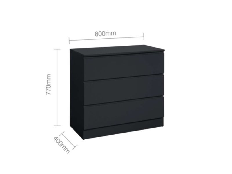 Birlea Oslo Black 3 Drawer Chest