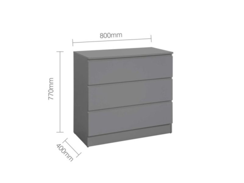 Birlea Oslo Grey 3 Drawer Chest