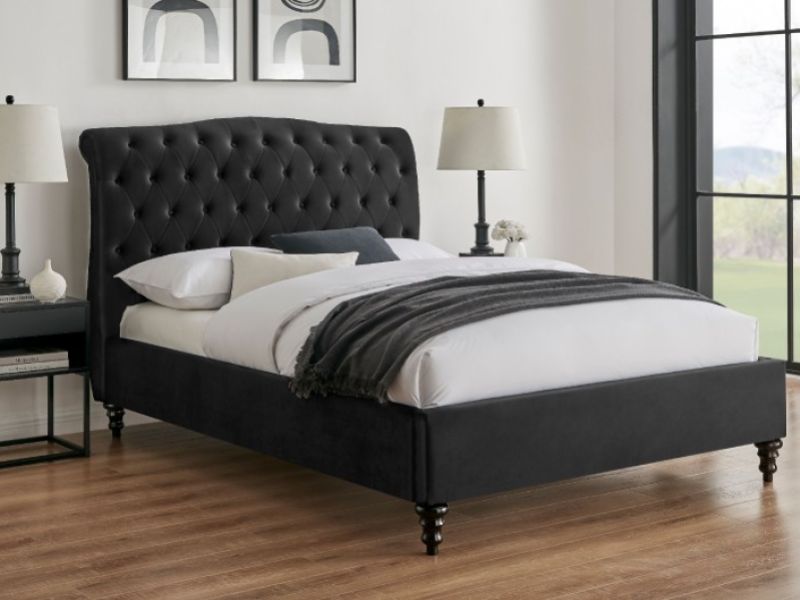 Limelight Rosa 3ft Single Black Velvet Fabric Bed Frame