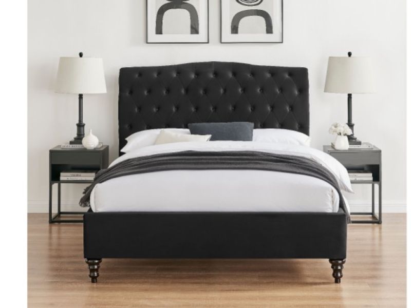 Limelight Rosa 4ft6 Double Black Velvet Fabric Bed Frame