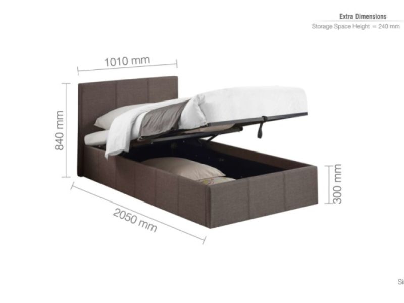 Birlea Berlin 3ft Single Grey Fabric Ottoman Bed