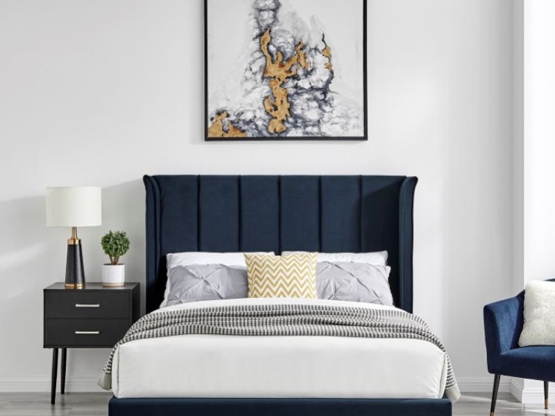 Limelight Polaris 5ft Kingsize Navy Blue Fabric Bed Frame