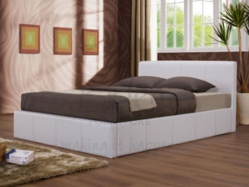 Birlea Ottoman 3ft Single Faux Leather White Bed Frame