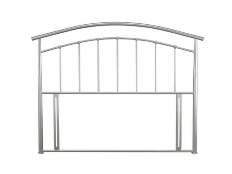 STORE CLEARANCE Serene Mercury 4ft Small Double Pearl Silver Metal Headboard