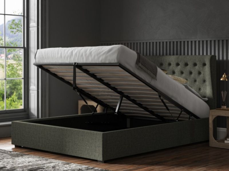 Emporia Hampstead 5ft Kingsize Grey Fabric Ottoman Bed