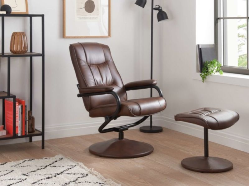 Birlea Memphis Tan Faux Leather Swivel Chair And Stool