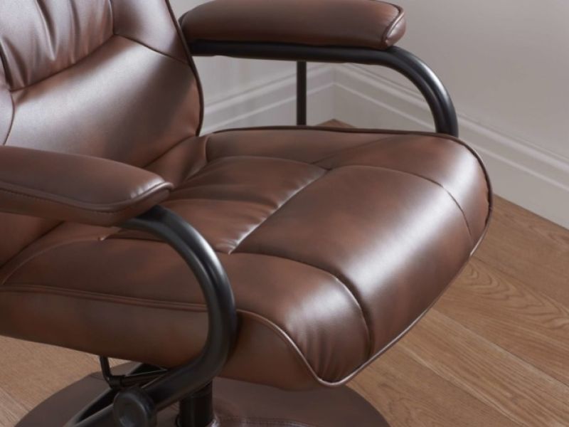 Birlea Memphis Tan Faux Leather Swivel Chair And Stool