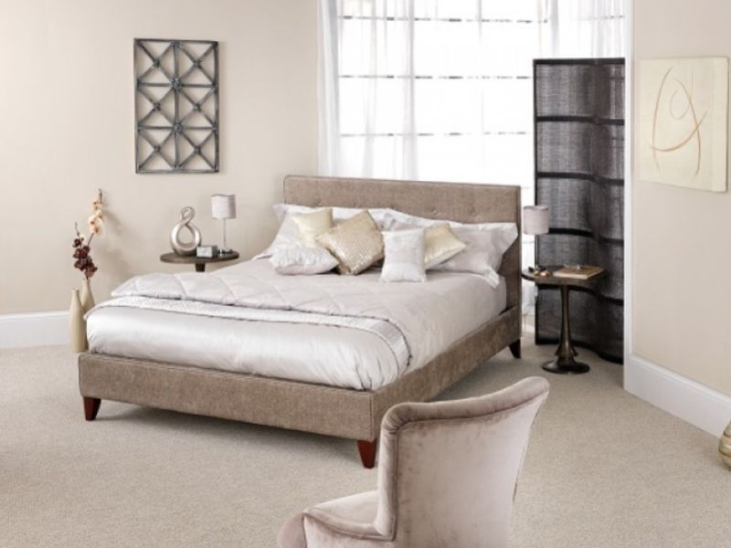 Serene Chelsea 5ft Kingsize Fudge Fabric Bed Frame With Ebony Feet