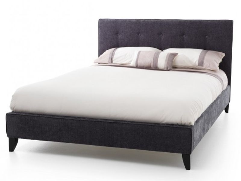 Serene Chelsea 4ft Small Double Charcoal Fabric Bed Frame With Ebony Feet