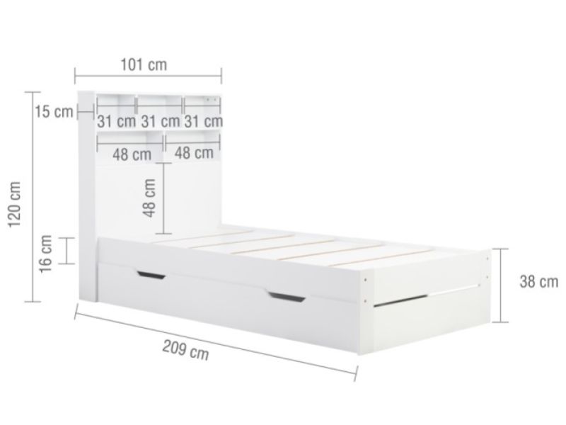Birlea Alfie 3ft Single White Storage Bed With Drawer