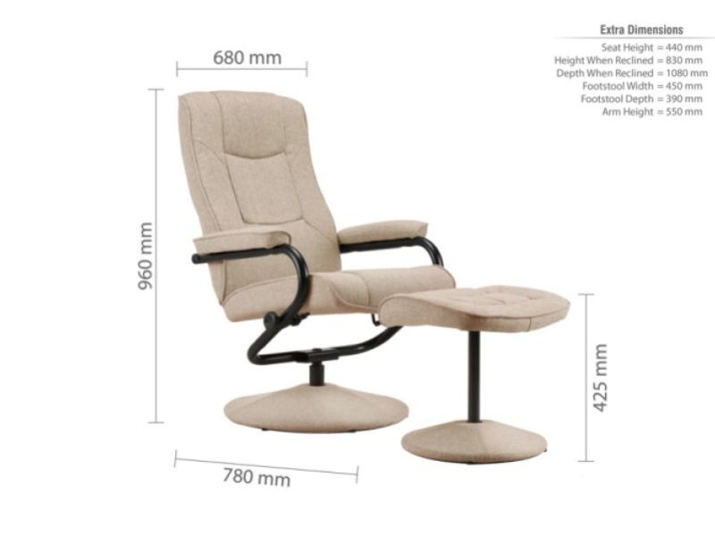 Birlea Memphis Wheat Fabric Swivel Chair And Stool