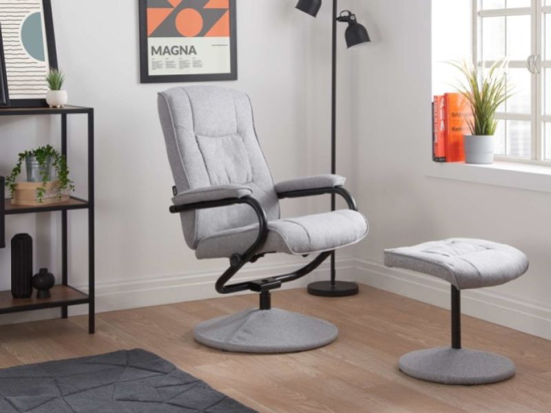 Birlea Memphis Grey Fabric Swivel Chair And Stool