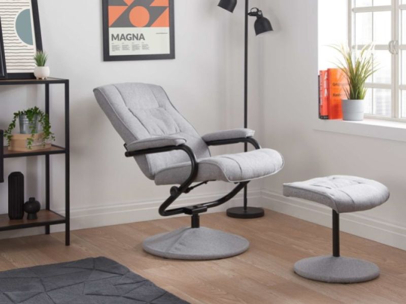 Birlea Memphis Grey Fabric Swivel Chair And Stool
