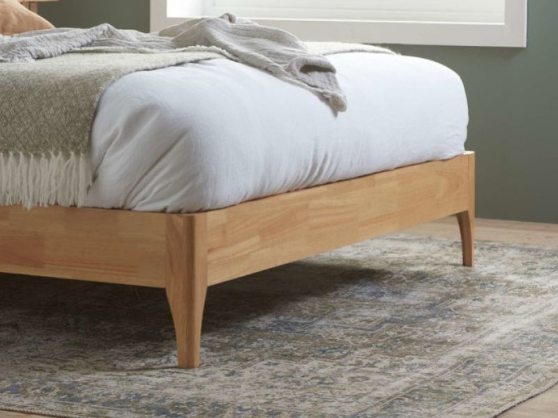 Birlea Halfden 5ft Kingsize Wood And White Boucle Fabric Bed Frame