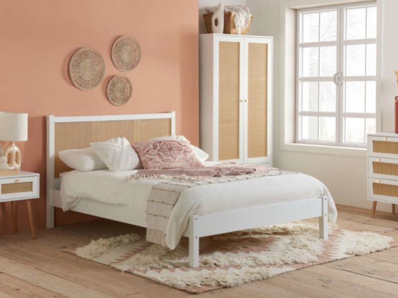 Birlea Croxley Rattan And White Finish 4ft6 Double Bed Frame